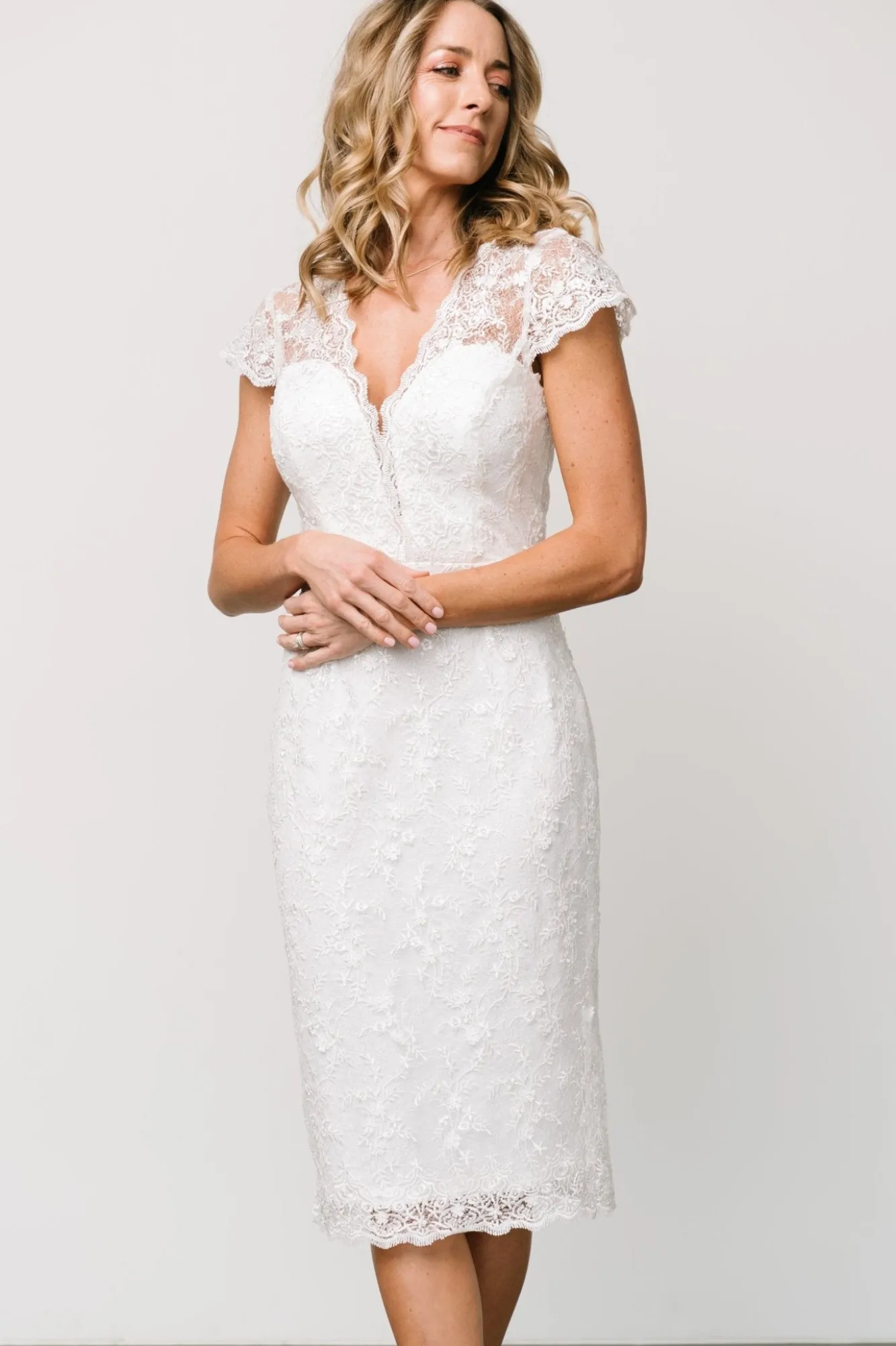 Baltic Born Oriana Embossed Shimmer Midi Dress | Off White