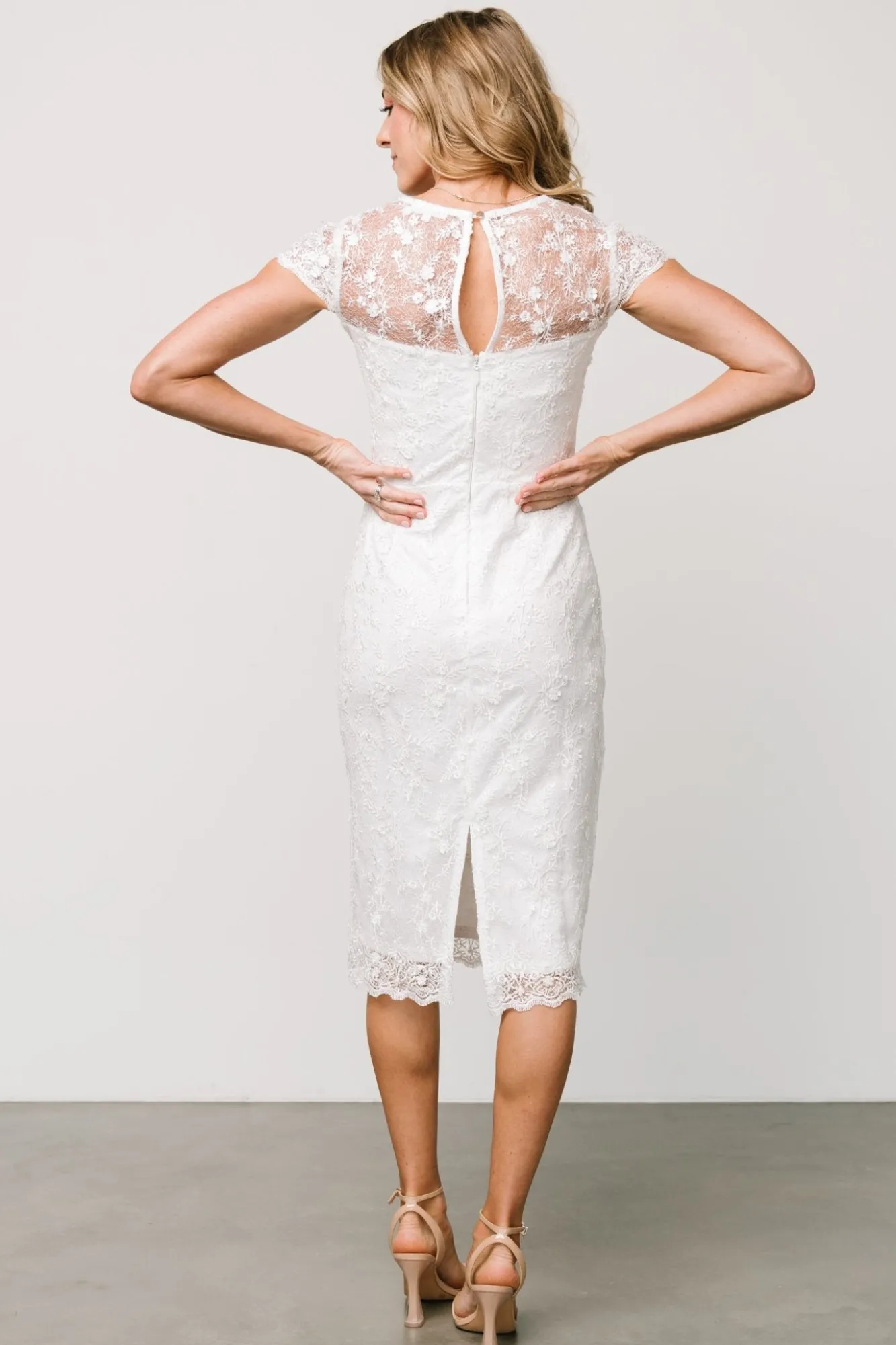 Baltic Born Oriana Embossed Shimmer Midi Dress | Off White