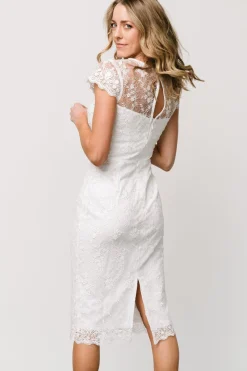 Baltic Born Oriana Embossed Shimmer Midi Dress | Off White