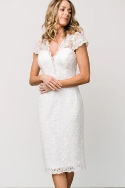Baltic Born Oriana Embossed Shimmer Midi Dress | Off White