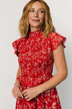 Baltic Born Orla Ruffle Maxi Dress | Red floral