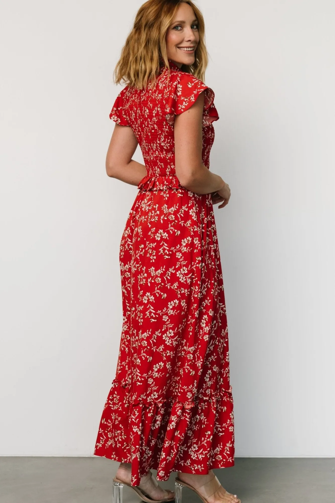 Baltic Born Orla Ruffle Maxi Dress | Red floral