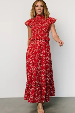 Baltic Born Orla Ruffle Maxi Dress | Red floral