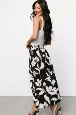 Baltic Born Osaka Midi Skirt | Black + White Floral