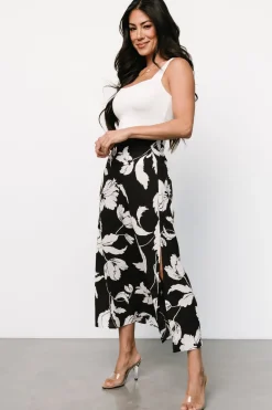 Baltic Born Osaka Midi Skirt | Black + White Floral