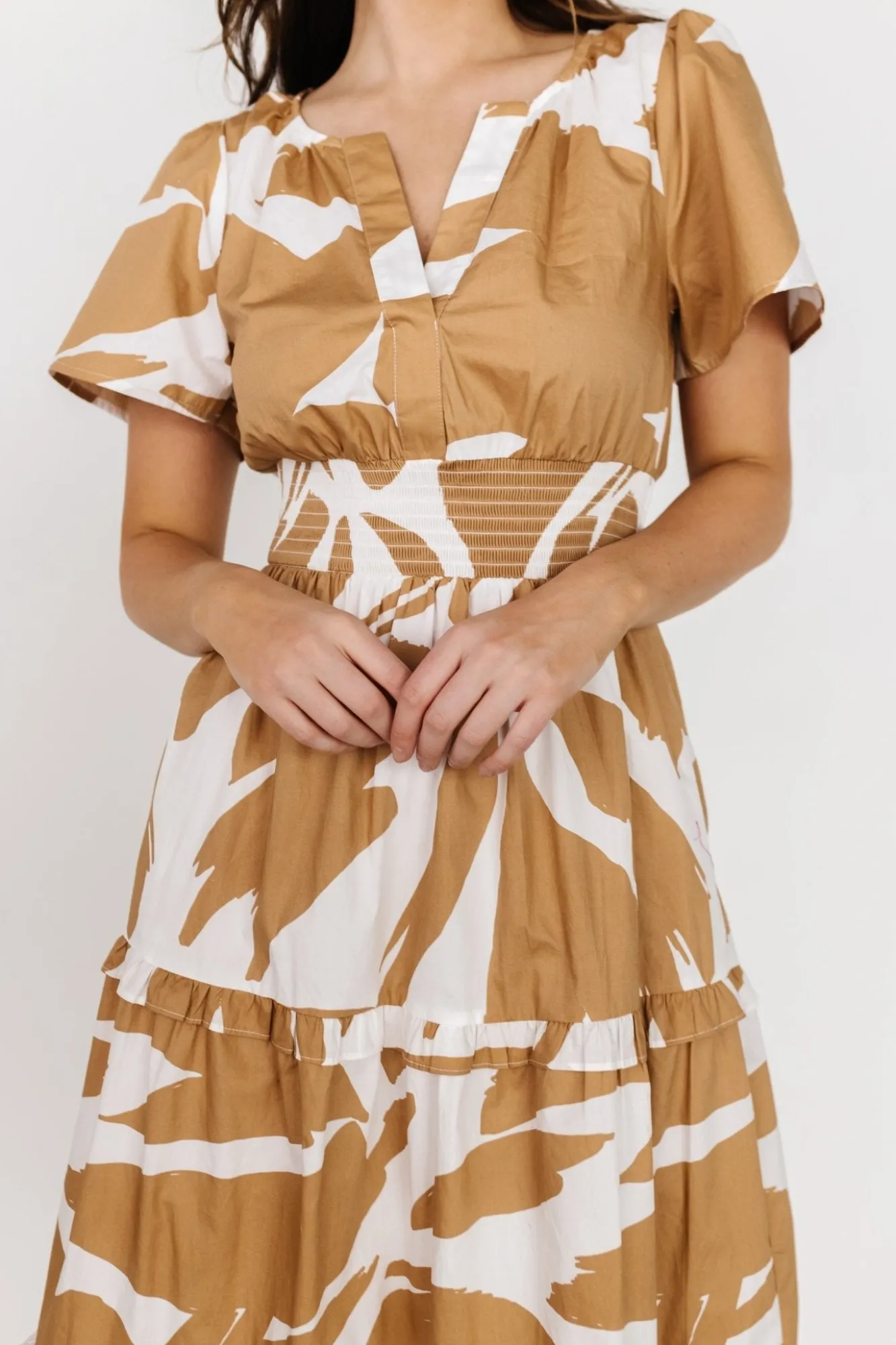 Baltic Born Palmer Tiered Maxi Dress | Camel + White