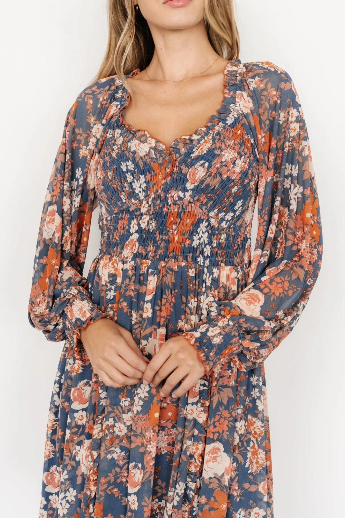 Baltic Born Parker Short Dress | Blue + Orange Floral