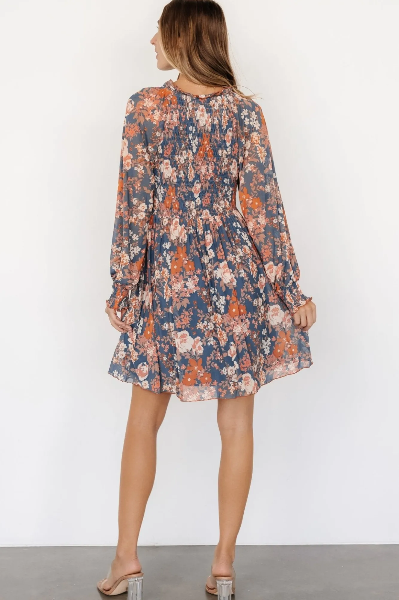 Baltic Born Parker Short Dress | Blue + Orange Floral