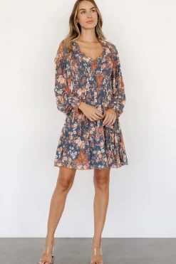 Baltic Born Parker Short Dress | Blue + Orange Floral