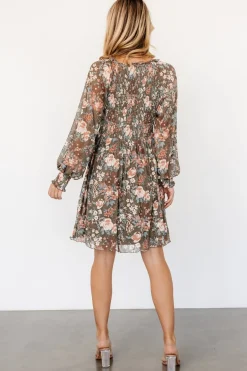 Baltic Born Parker Short Dress | Olive Multi Floral