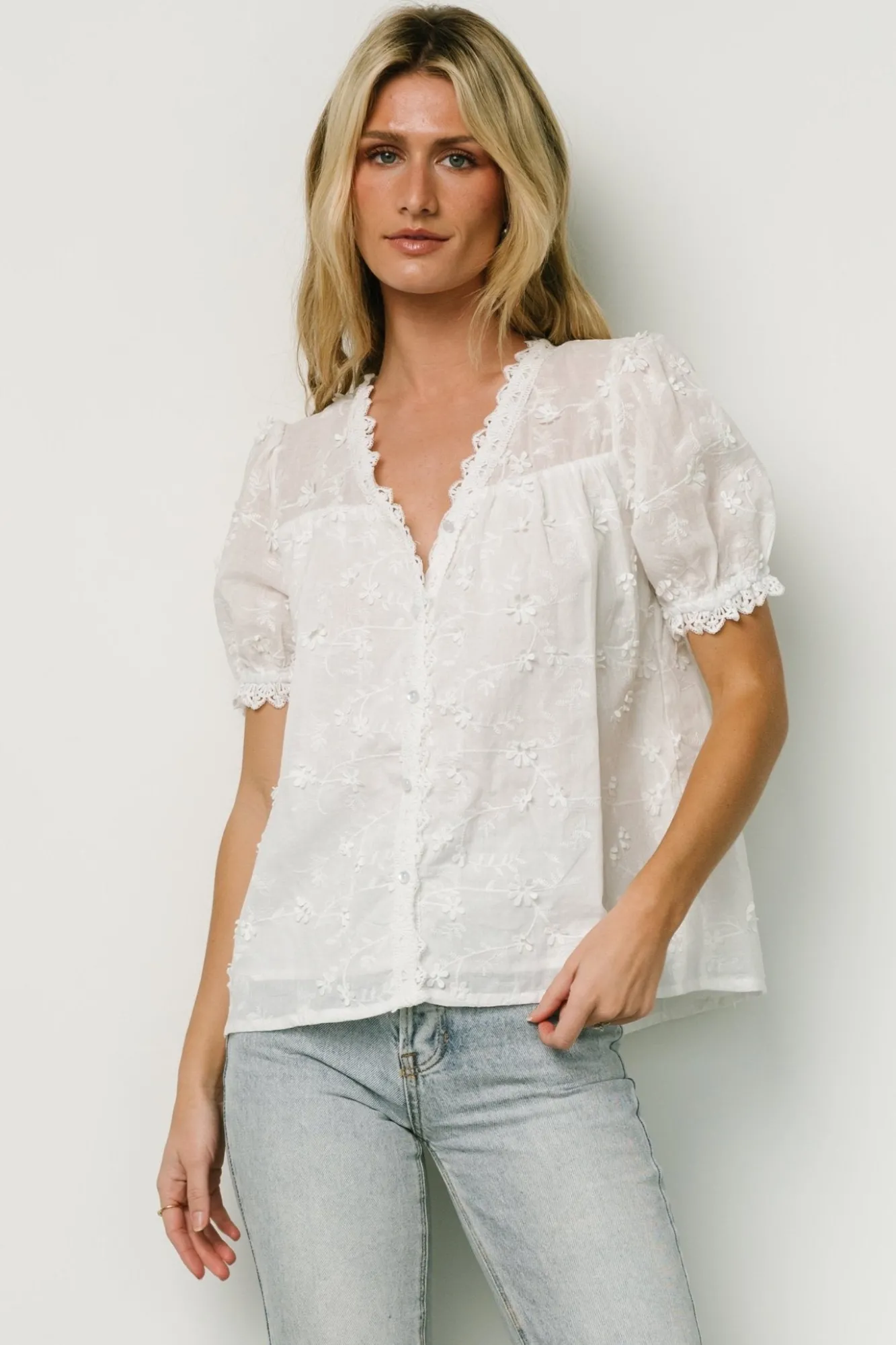 Baltic Born Pauline Embossed Top | Off White