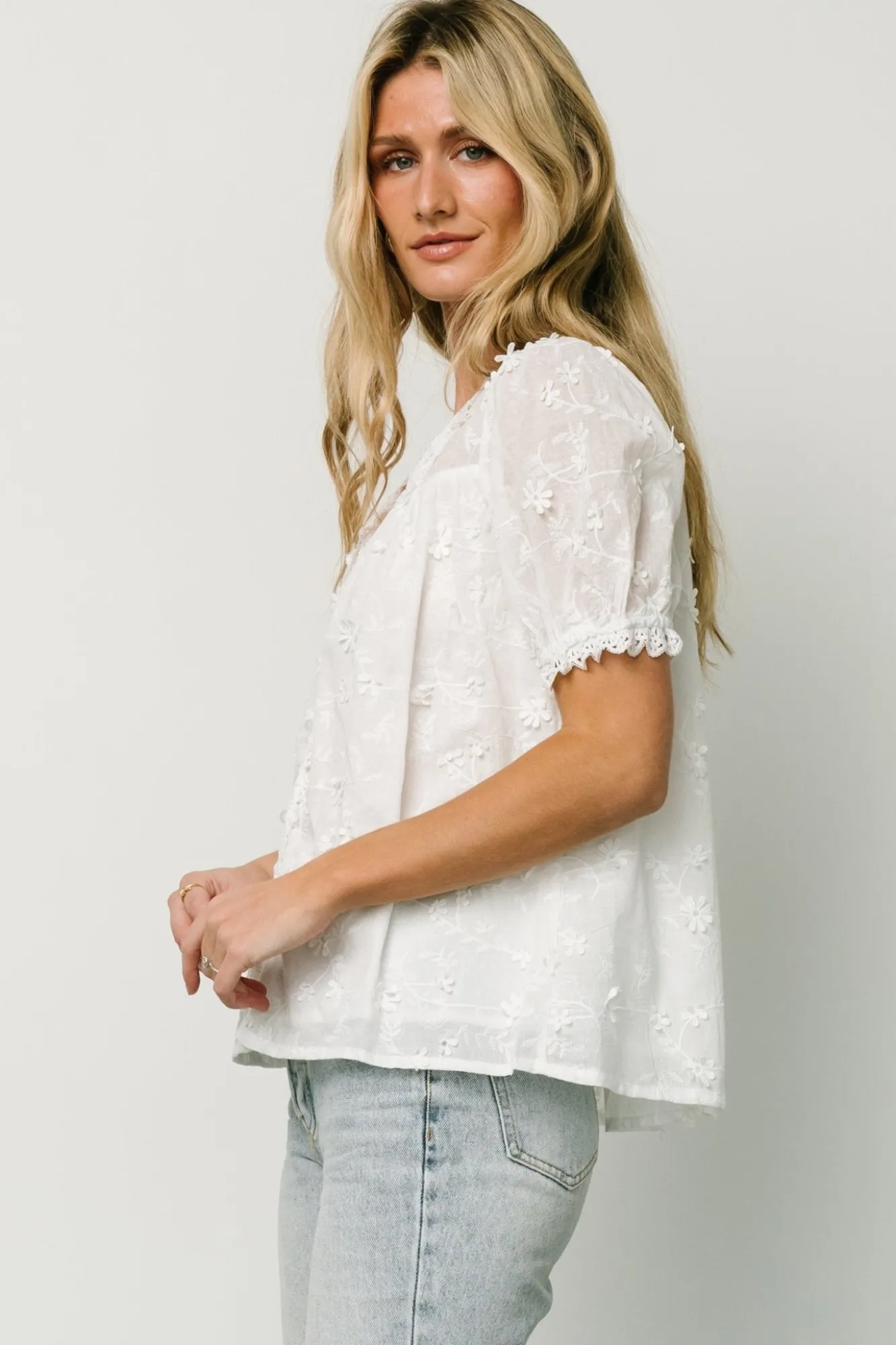Baltic Born Pauline Embossed Top | Off White