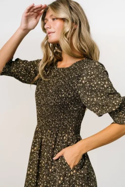 Baltic Born Pele Tiered Midi Dress | Black Floral