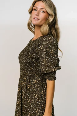 Baltic Born Pele Tiered Midi Dress | Black Floral