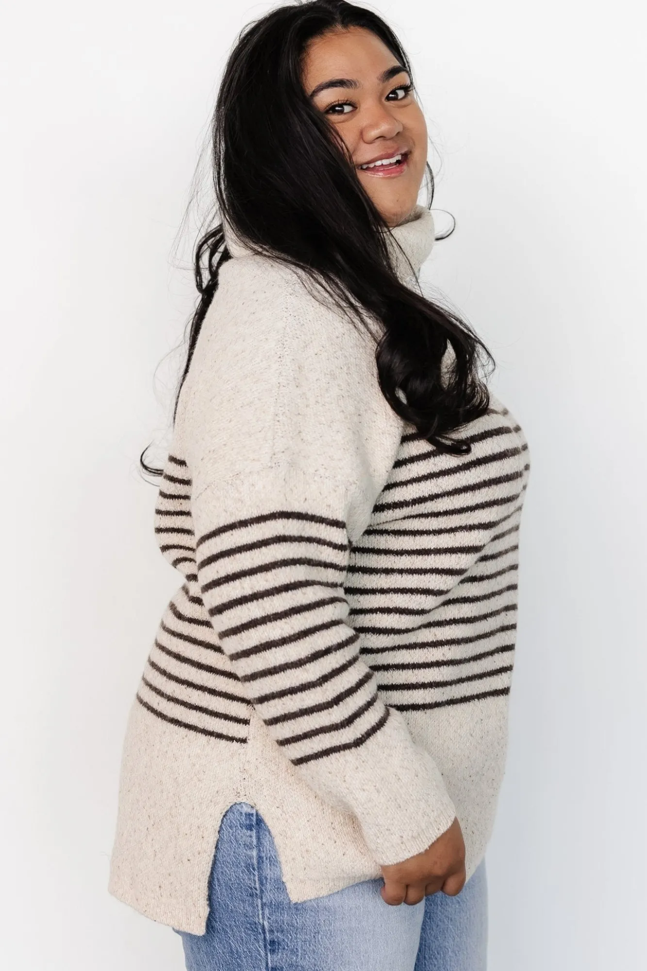 Baltic Born Pennington Turtleneck Sweater | Cream Multi Stripe