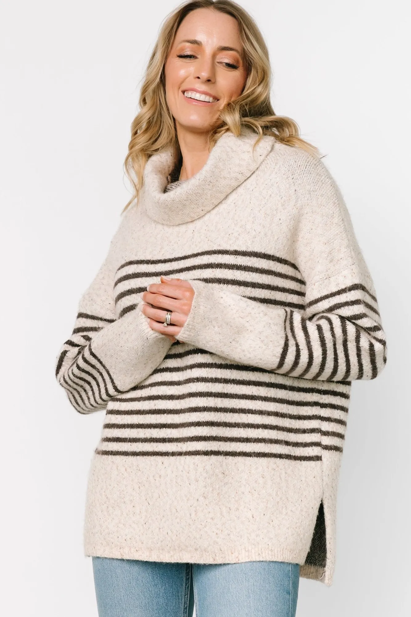 Baltic Born Pennington Turtleneck Sweater | Cream Multi Stripe