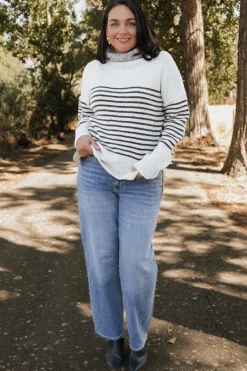 Baltic Born Pennington Turtleneck Sweater | Cream Multi Stripe
