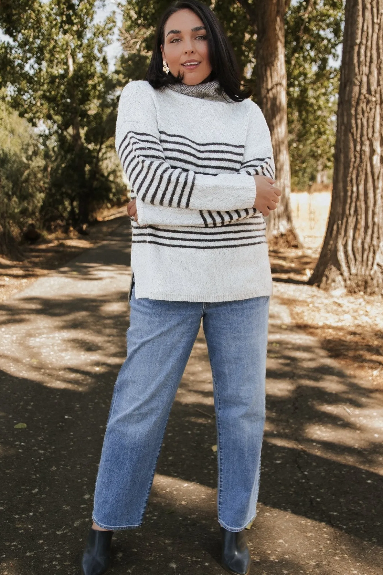 Baltic Born Pennington Turtleneck Sweater | Cream Multi Stripe