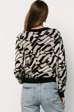 Baltic Born Petra Knit Sweater Top | Black + Ivory