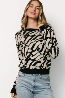 Baltic Born Petra Knit Sweater Top | Black + Ivory