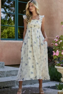 Baltic Born Phoebe Midi Dress | Cream + Blue Floral