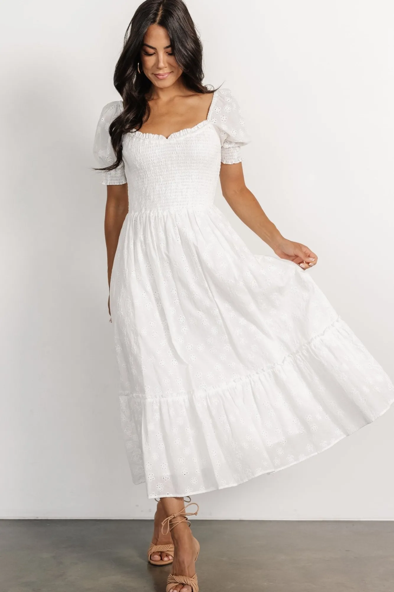 Baltic Born Piper Eyelet Midi Dress | Off White