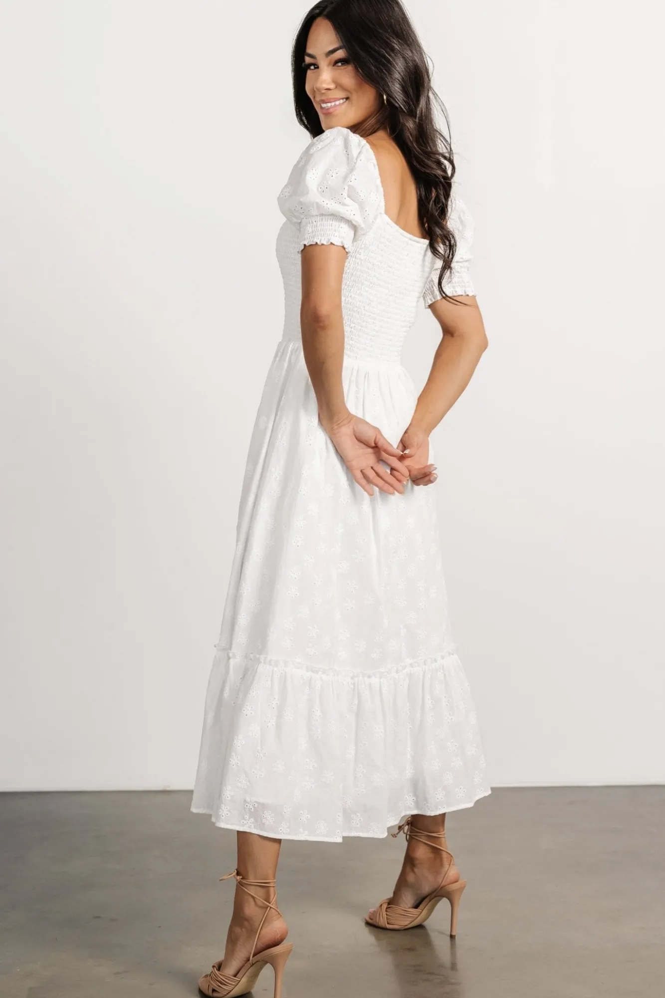Baltic Born Piper Eyelet Midi Dress | Off White