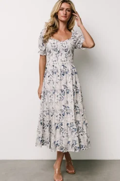 Baltic Born Piper Eyelet Midi Dress | Off White + Blue Floral