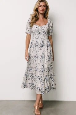 Baltic Born Piper Eyelet Midi Dress | Off White + Blue Floral