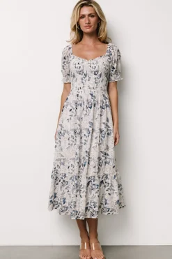 Baltic Born Piper Eyelet Midi Dress | Off White + Blue Floral