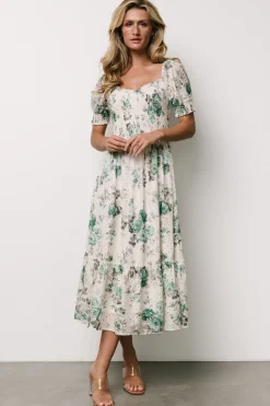 Baltic Born Piper Eyelet Midi Dress | Off White + Green Floral