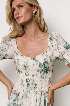 Baltic Born Piper Eyelet Midi Dress | Off White + Green Floral