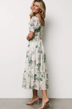 Baltic Born Piper Eyelet Midi Dress | Off White + Green Floral