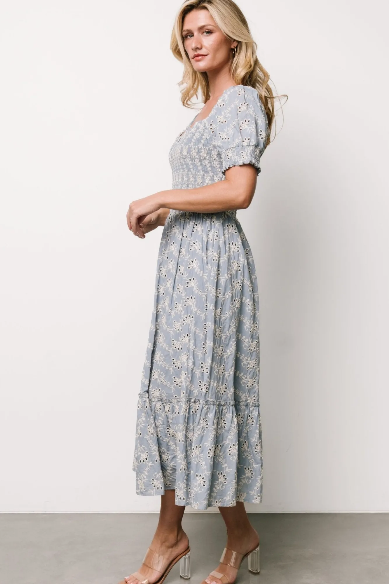 Baltic Born Piper Eyelet Midi Dress | Blue + Ivory