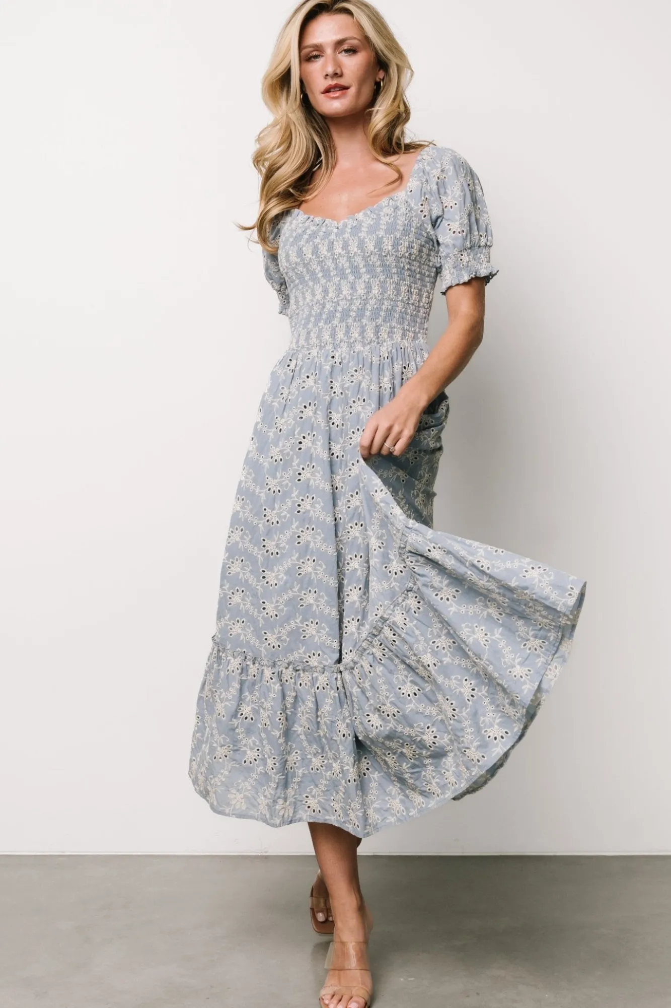Baltic Born Piper Eyelet Midi Dress | Blue + Ivory