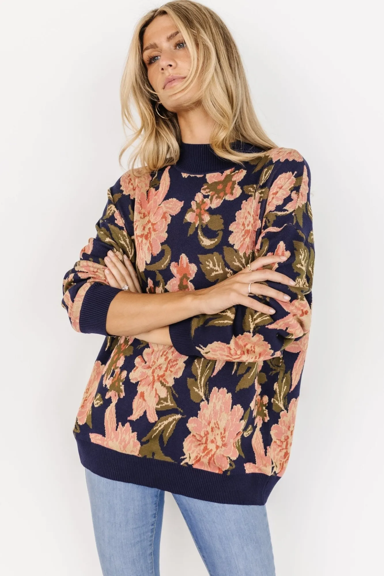 Baltic Born Polly Sweater | Navy Multi Floral