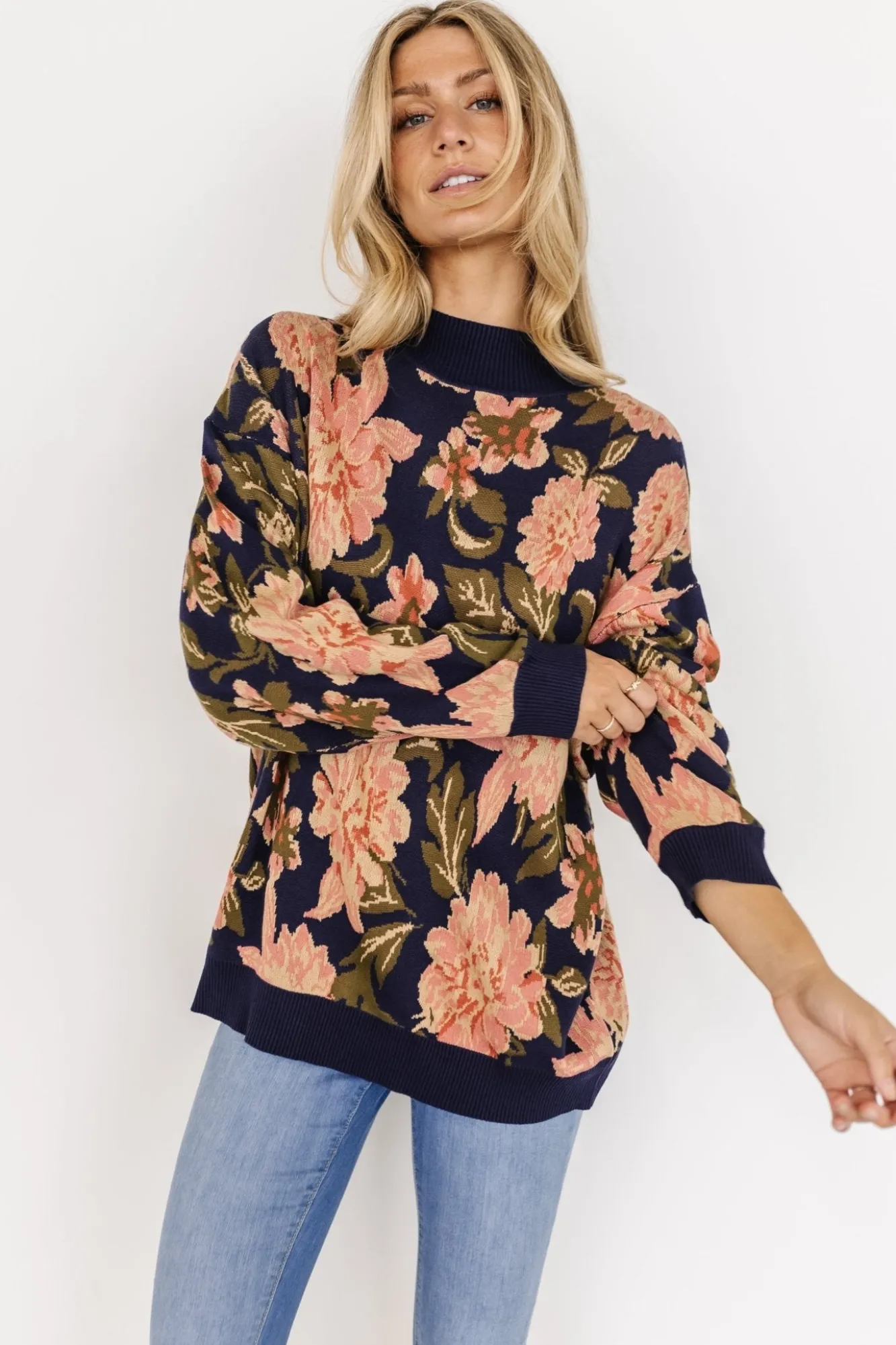 Baltic Born Polly Sweater | Navy Multi Floral
