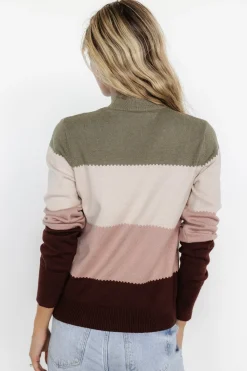 Baltic Born Porter Color Block Sweater | Olive Multi