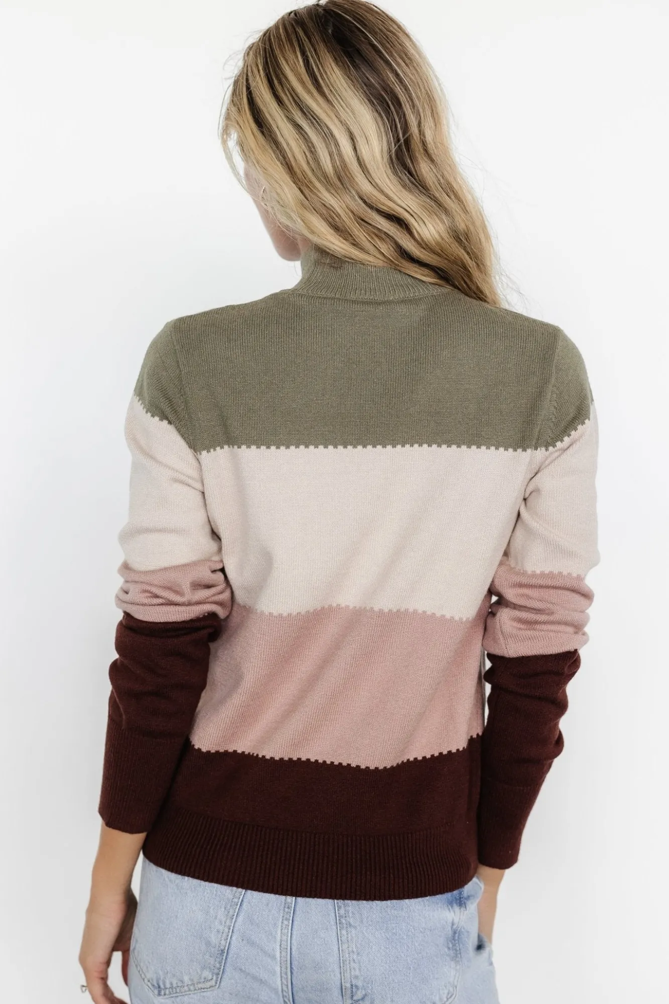 Baltic Born Porter Color Block Sweater | Olive Multi