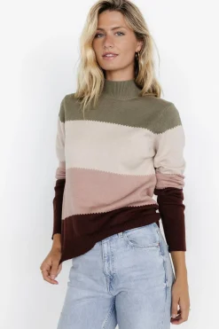 Baltic Born Porter Color Block Sweater | Olive Multi