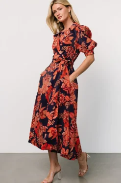 Baltic Born Potenza Wrap Dress | Navy + Rust