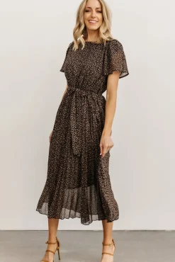 Baltic Born Prim Pleated Dress | Black Print