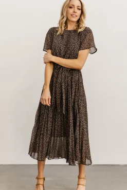 Baltic Born Prim Pleated Dress | Black Print