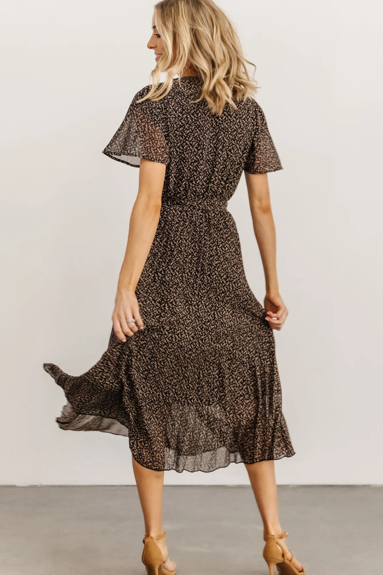 Baltic Born Prim Pleated Dress | Black Print