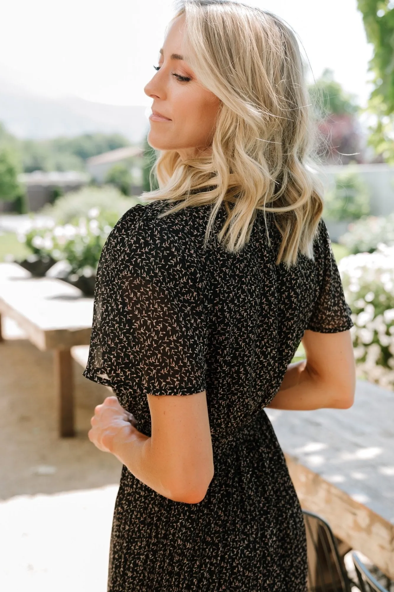 Baltic Born Prim Pleated Dress | Black Print