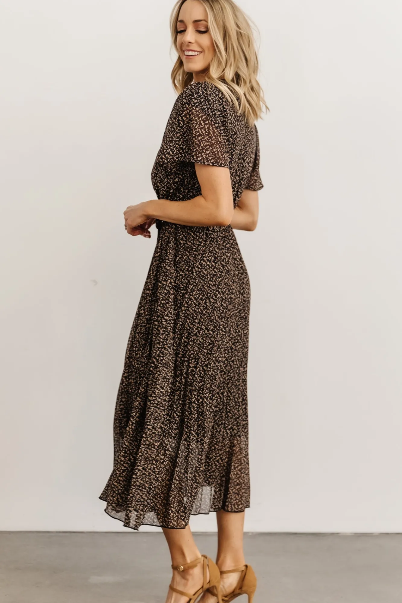 Baltic Born Prim Pleated Dress | Black Print