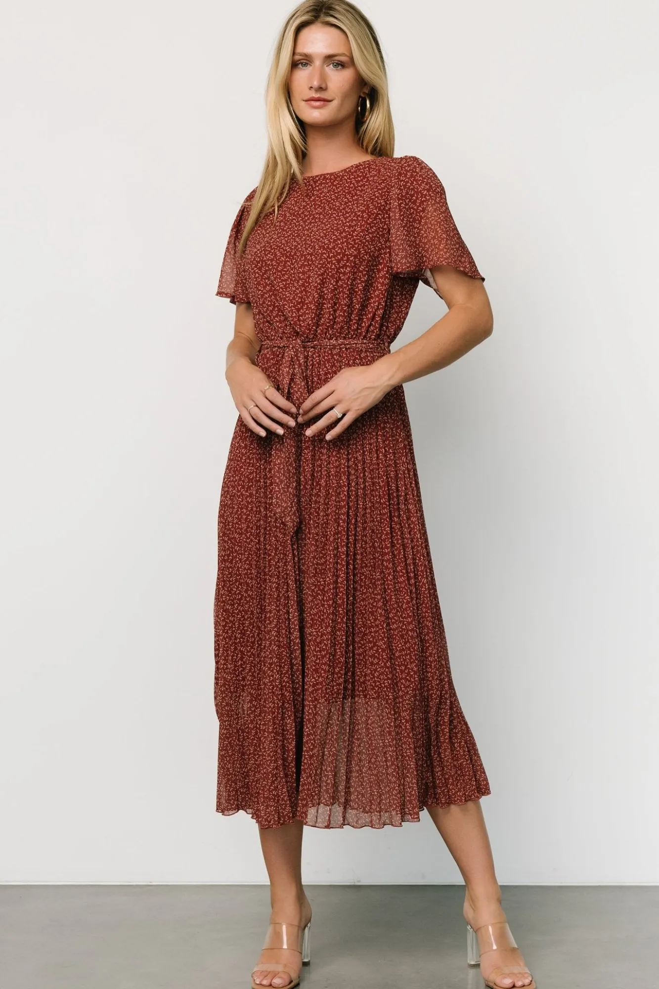 Baltic Born Prim Pleated Dress | Dark Rust