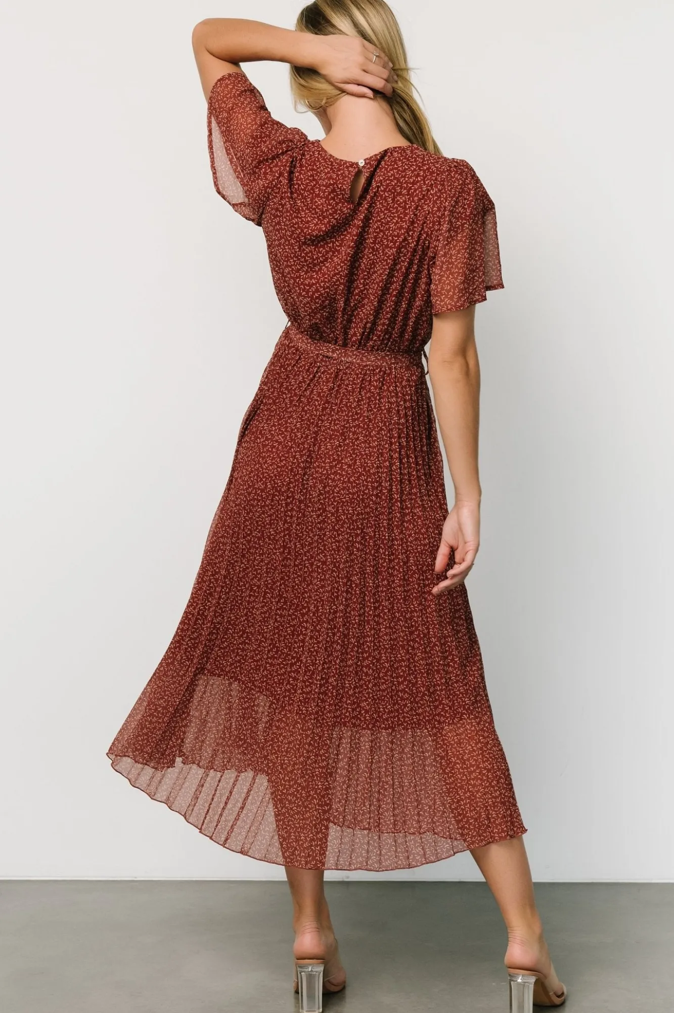Baltic Born Prim Pleated Dress | Dark Rust