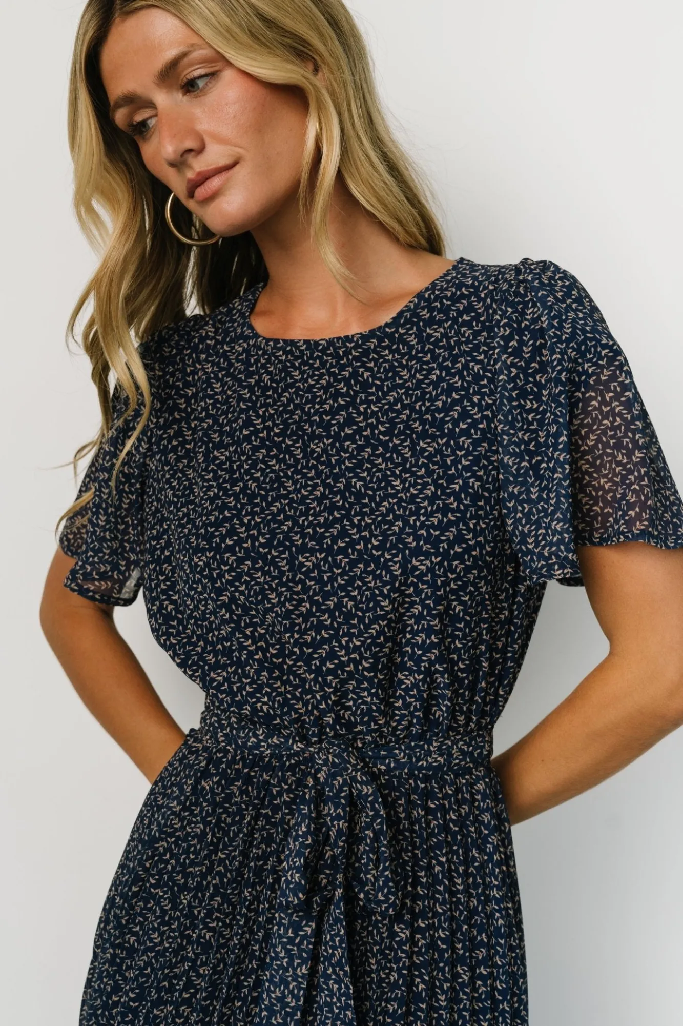 Baltic Born Prim Pleated Dress | Navy Print