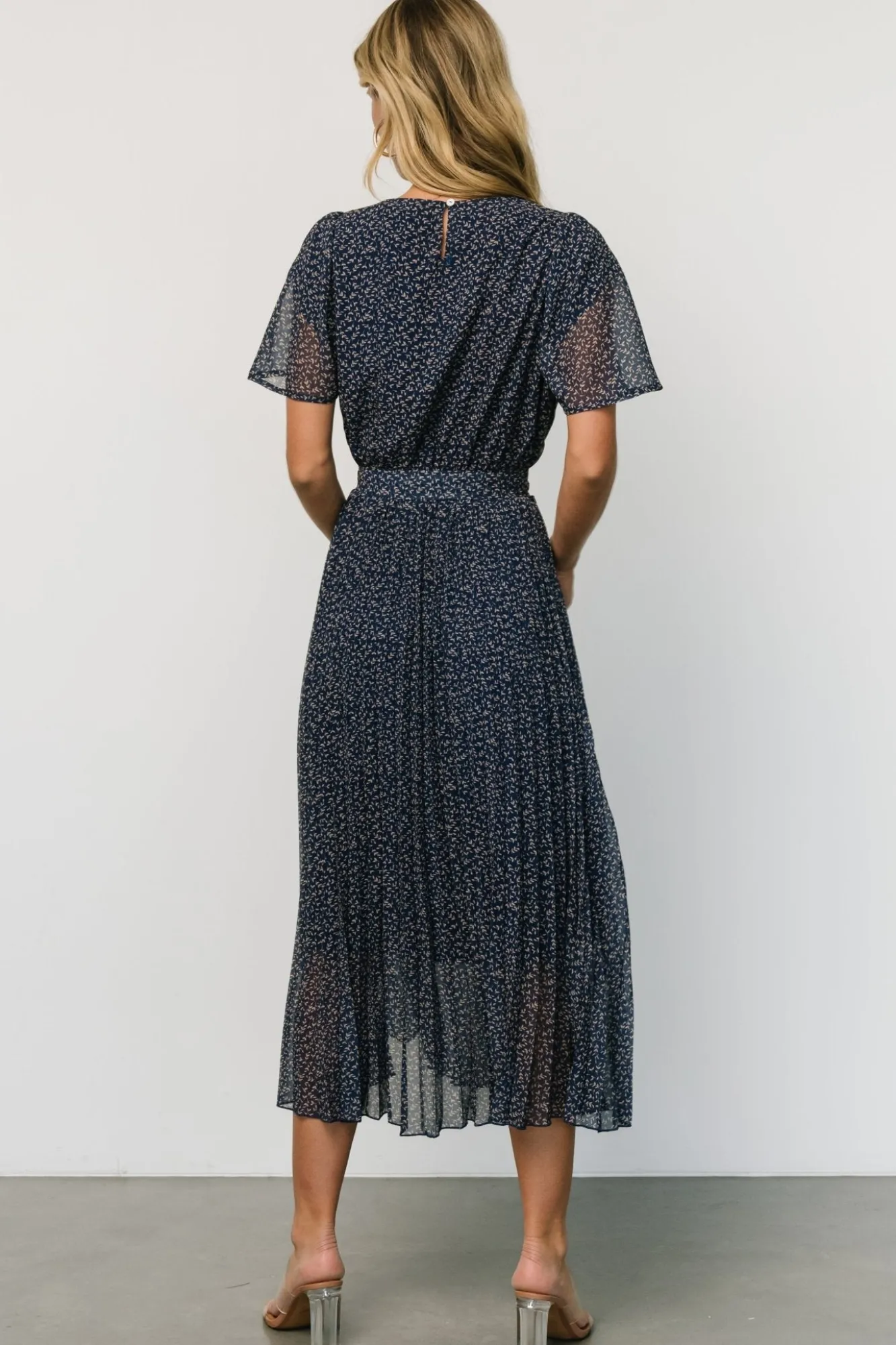 Baltic Born Prim Pleated Dress | Navy Print